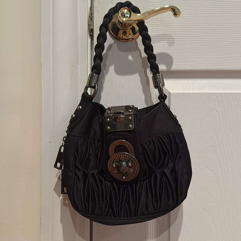 Steven by Steve Madden Black Leather Designer Shoulder Bag